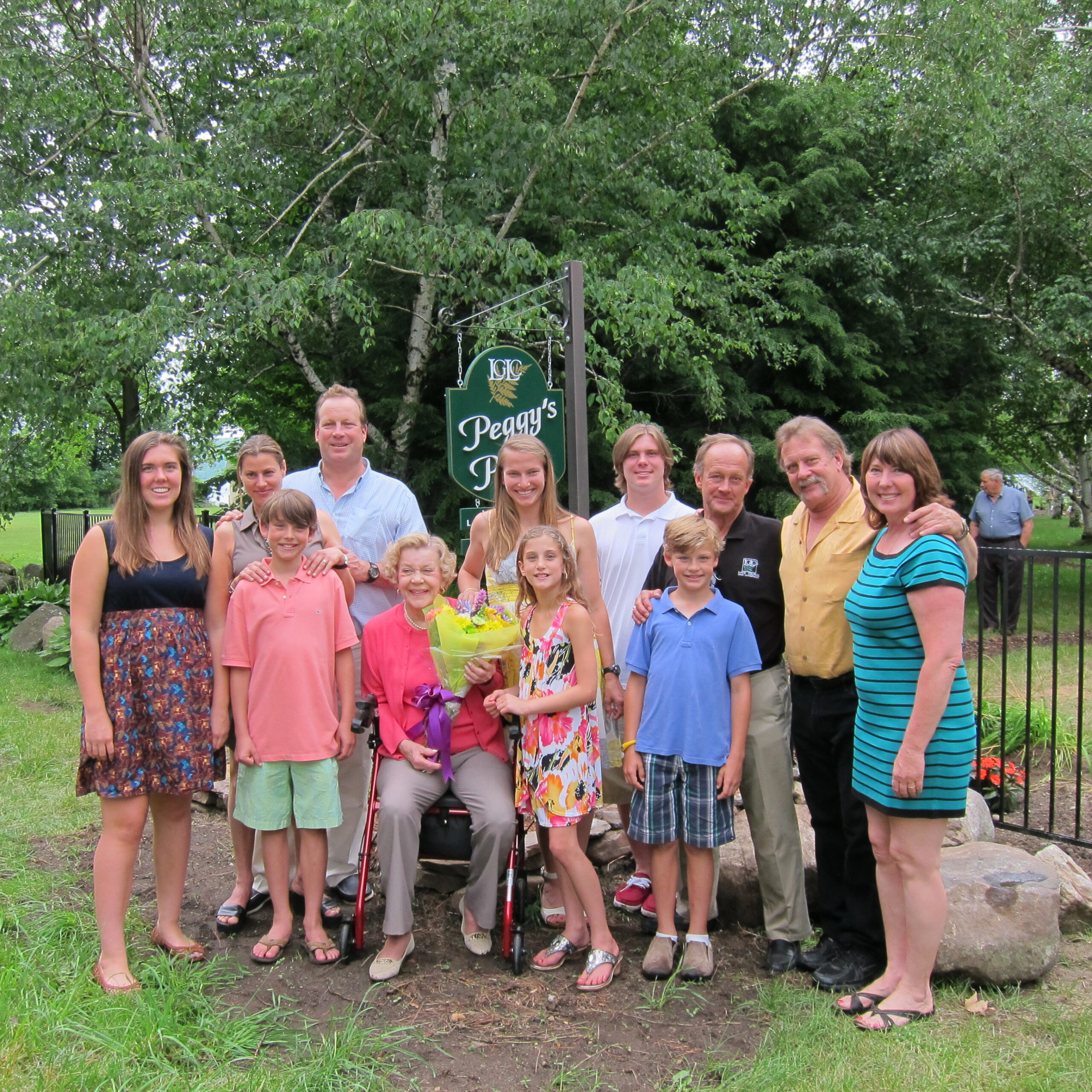 Peggy and the Darrin family joined together June 24, 2011, to celebrate the dedication of Peggy's Point, in Hague, NY.